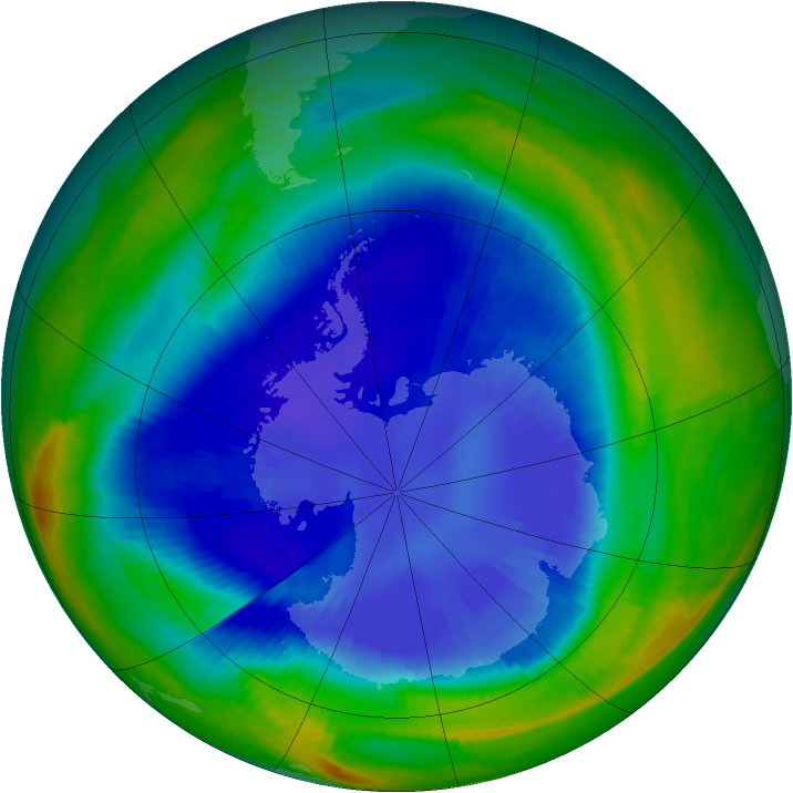 Antarctic ozone map for 04 September 1999